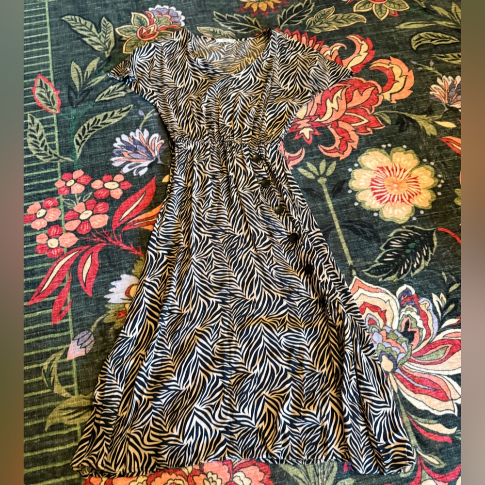 🌿 MNG Mango Casual Zebra Print Dress Size 2